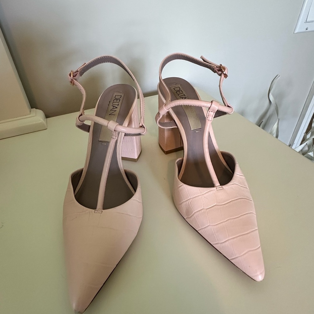 Delman Pink Slingback Heels with Pointed Toe